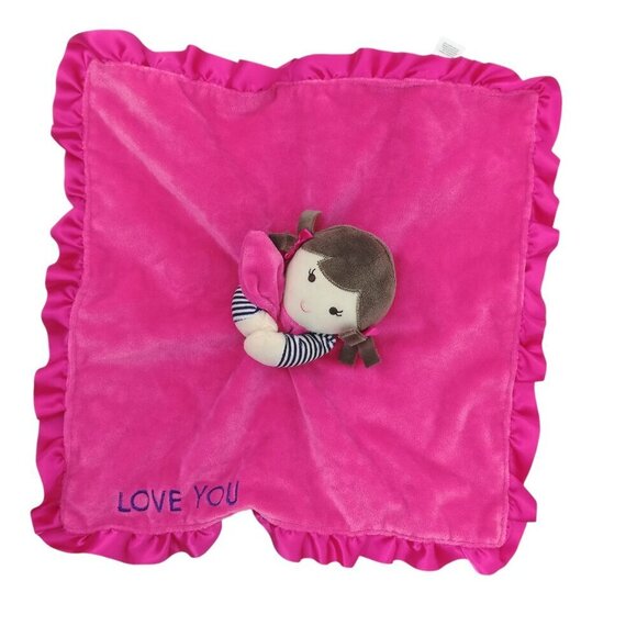 Carters Pink Doll Rattle Plush Lovey Lovie Security Blanket Love You Ruffle - Picture 5 of 10